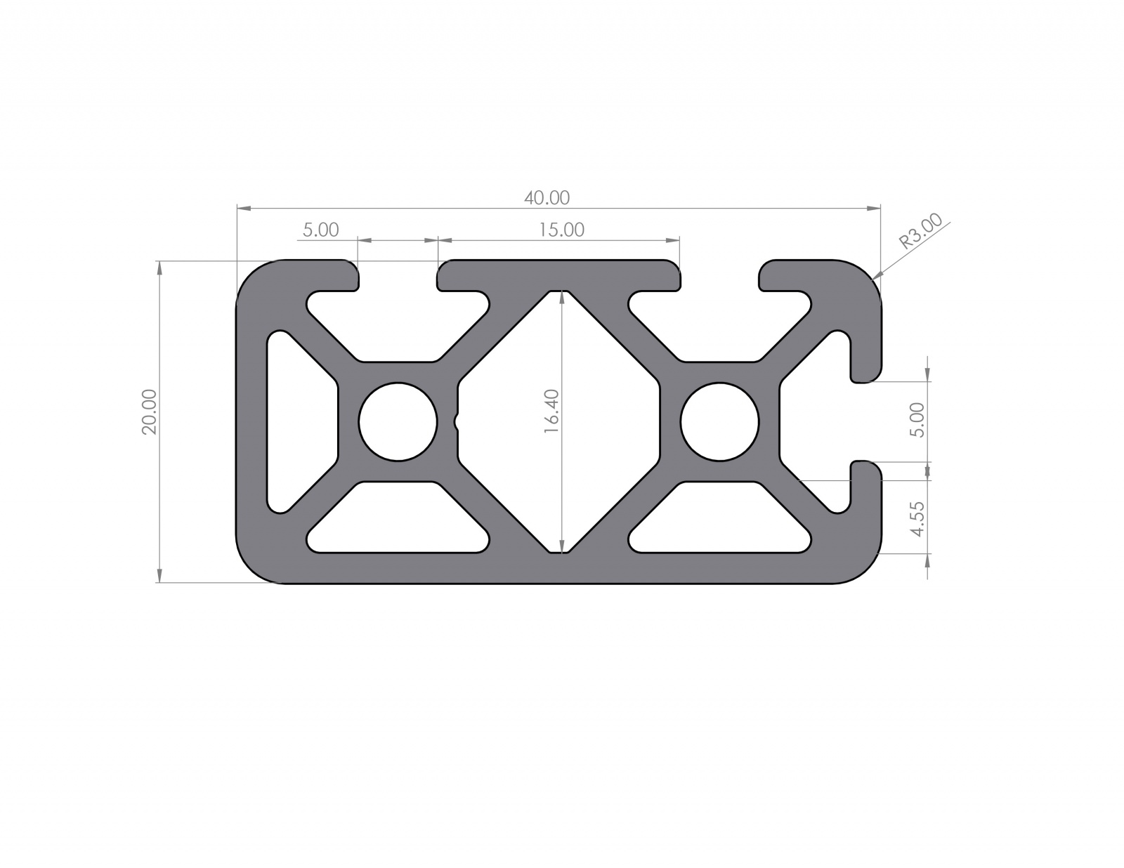 Aluminum profile 20x40 groove 5 I-type 3N90